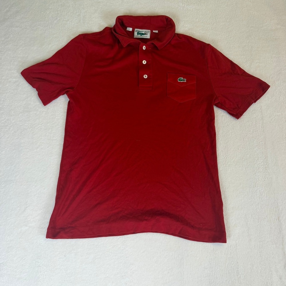 Chemise Lacoste Mens XS Red Pocket Polo Shirt Collection Anniversaire